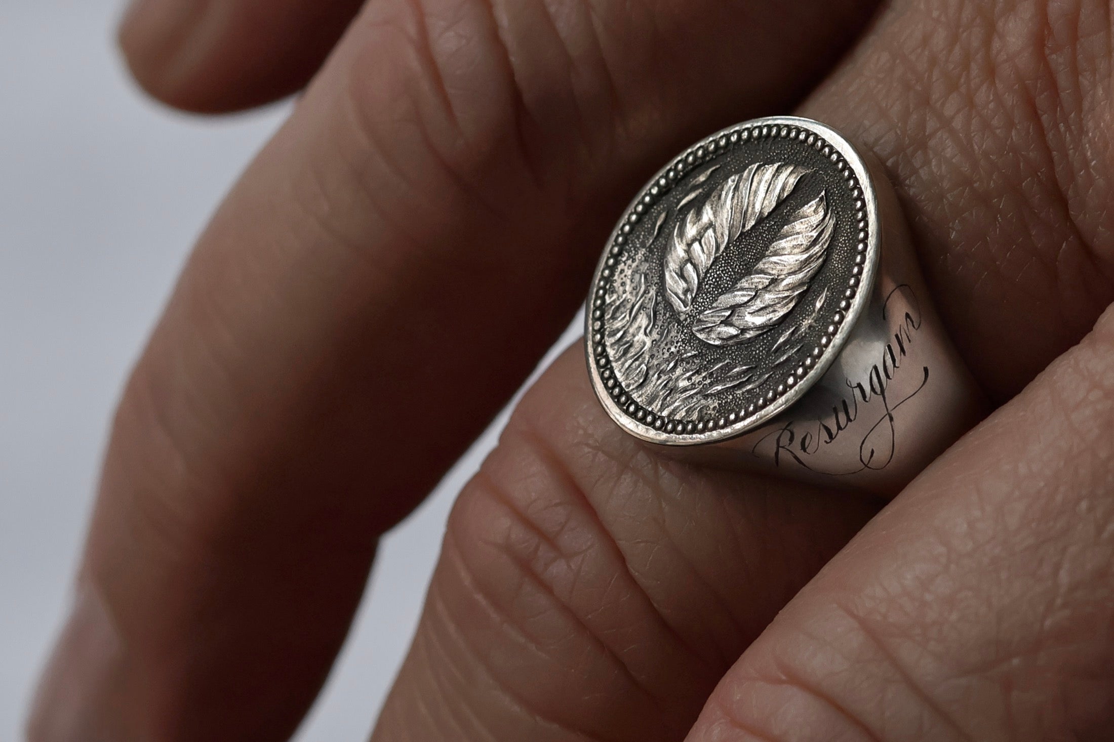 No. 16 ~ Large Oval Phoenix Signet Ring {preview}
