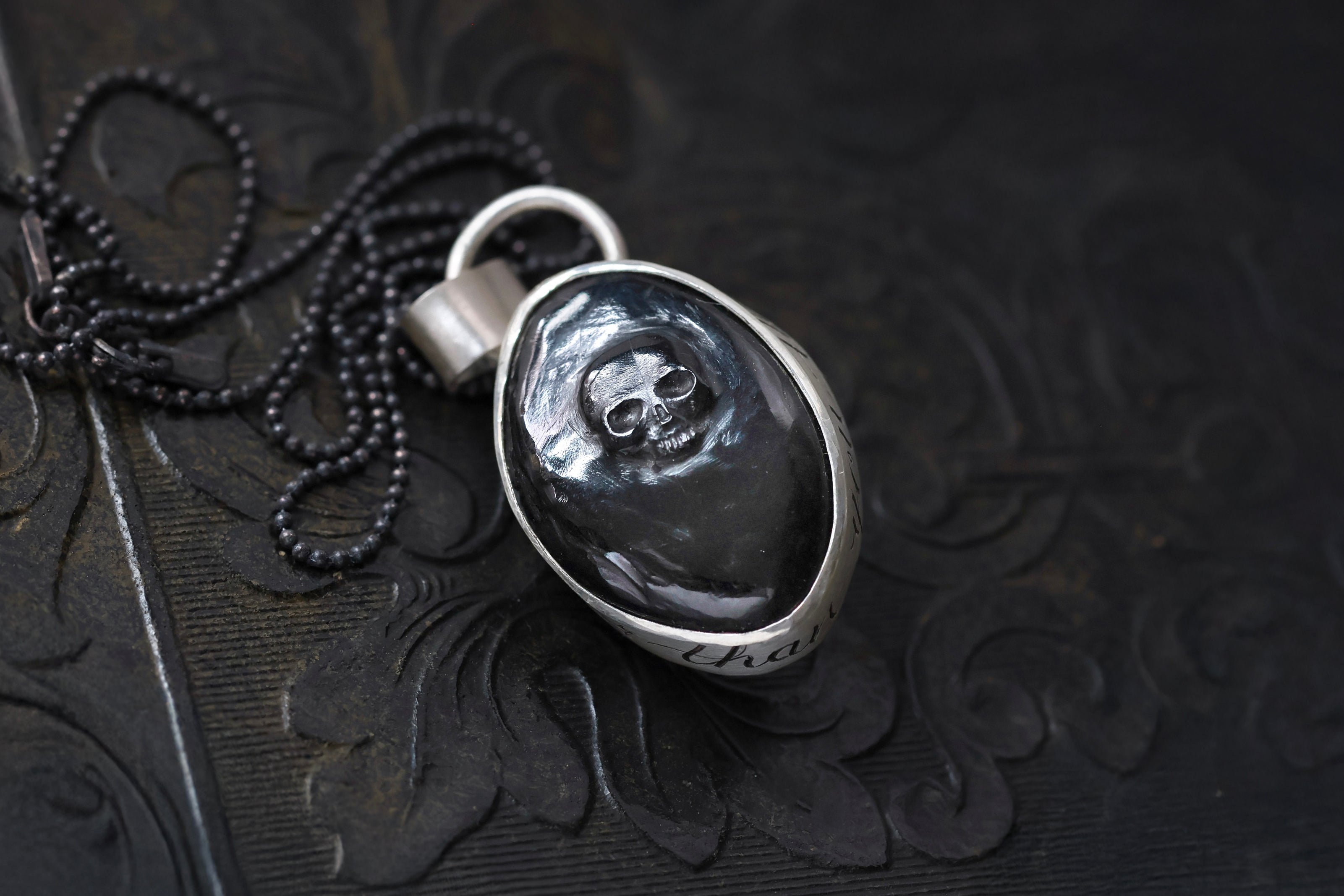 No. 11 ~ Minimal Jet Skull Necklace {preview}