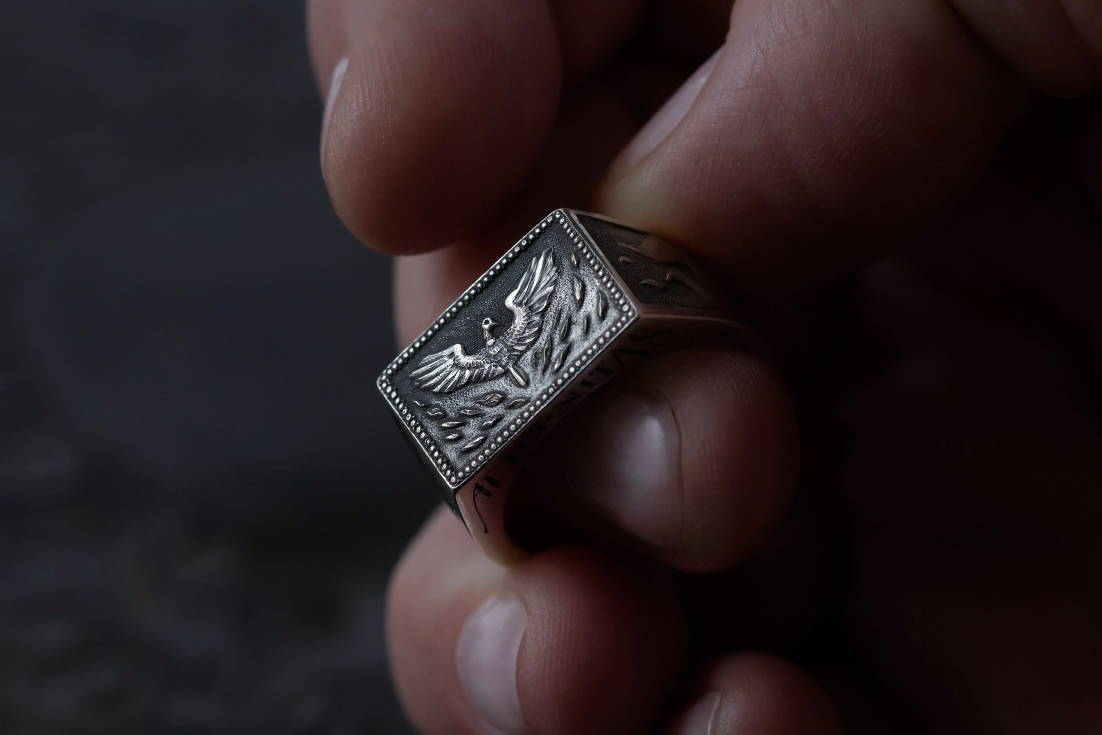 No. 15 ~ Phoenix Rising Rectangle Signet Ring {preview}