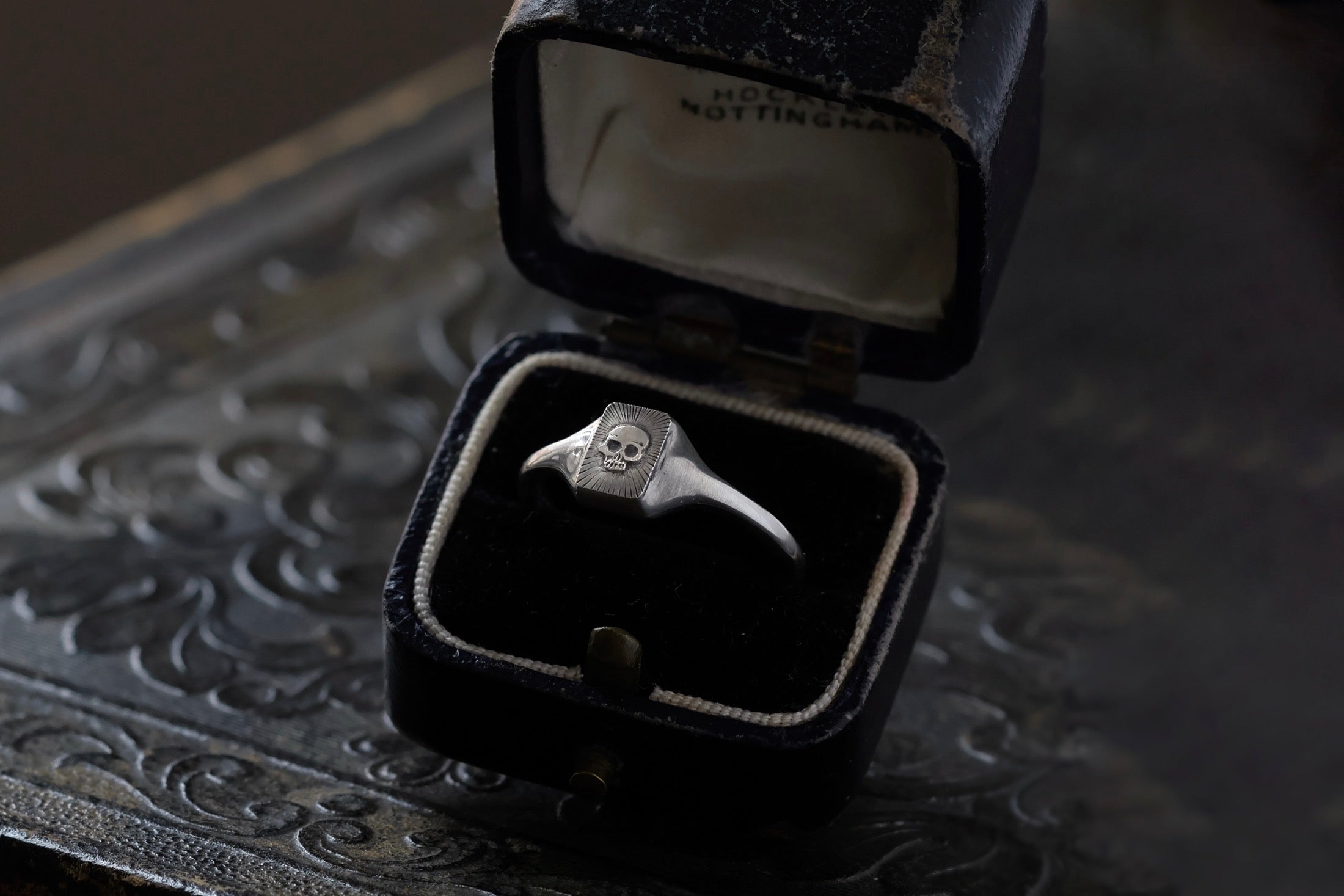 No. 24 ~ Tiny Engraved Skull Signet Ring {preview}